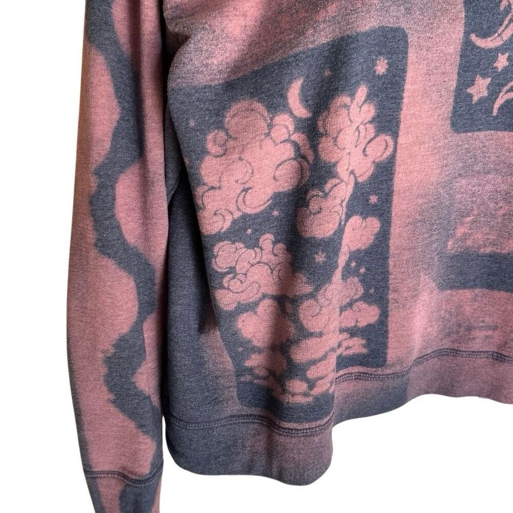 Bleach Stenciled Celestial Zig Zag Reworked Hanes Crewneck Sweater L - Picture 3 of 6